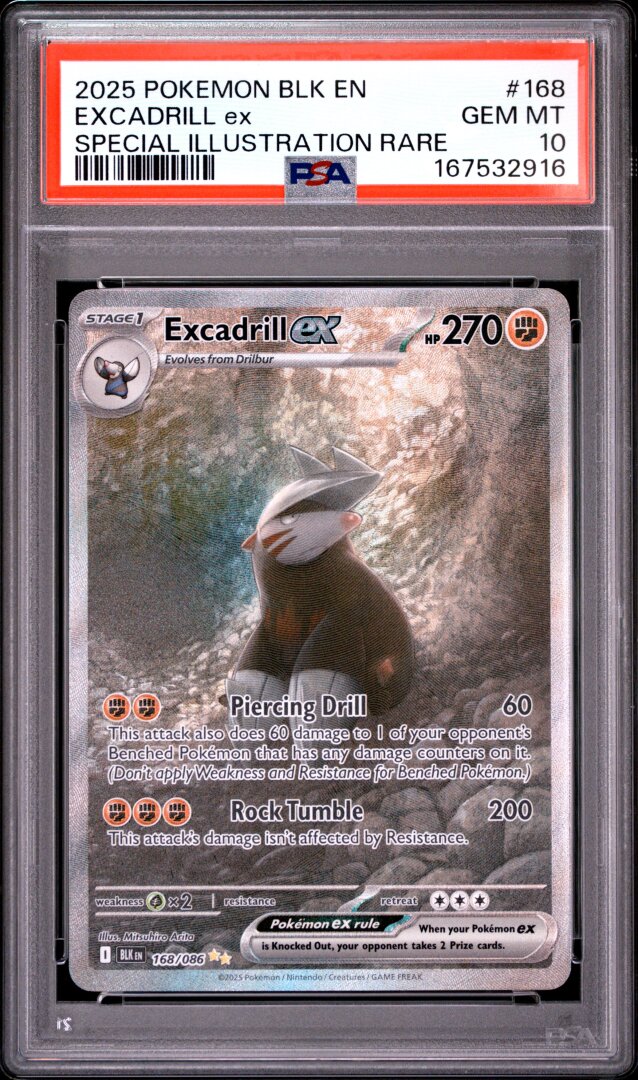 2025 Pokemon Black Bolt Excadrill Ex Special Illustration Rare PSA 10 #168