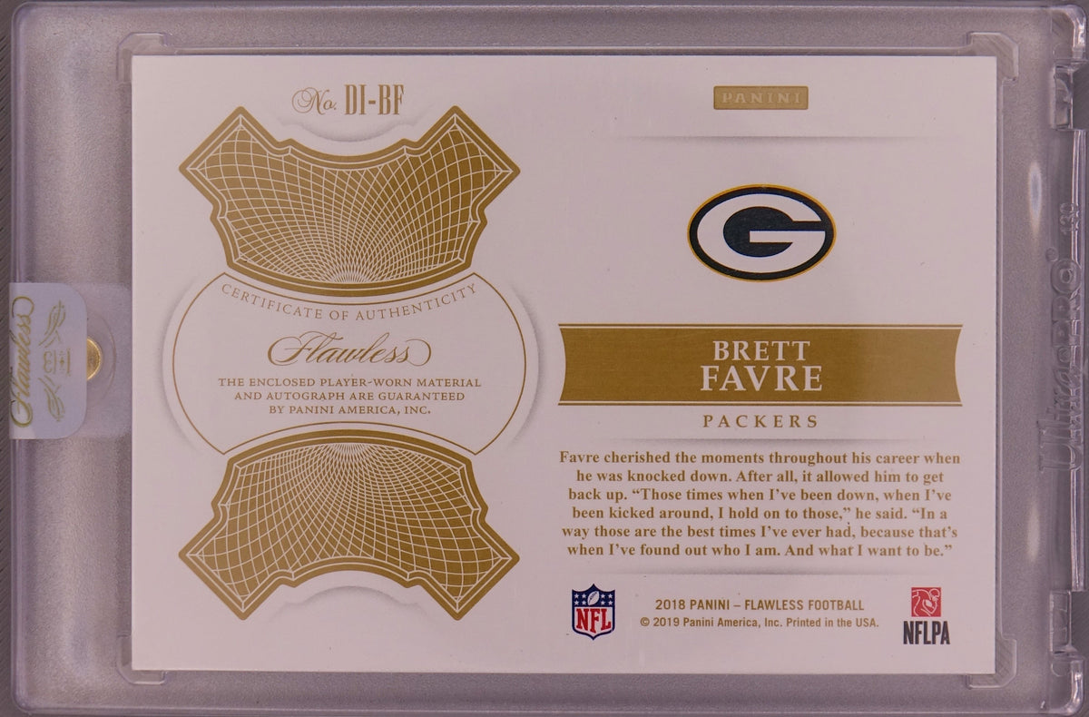 2018 Panini Flawless Brett Favre Distinguished Patch Autographs 1/4 DI-BF