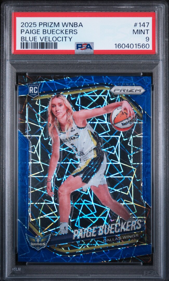 2025 Panini Prizm WNBA Paige Bueckers RC Blue Velocity PSA 9 #147