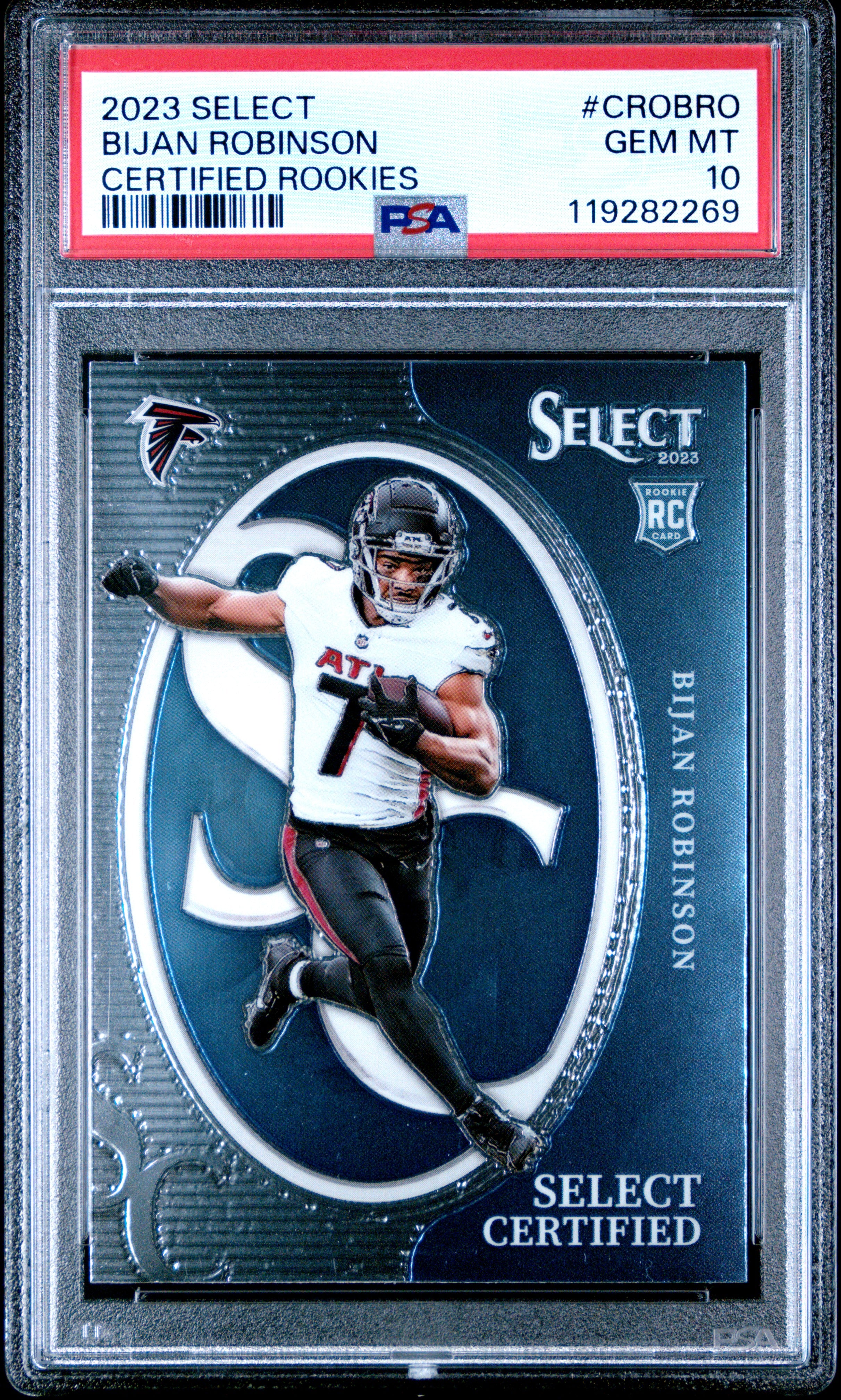2023 Panini Select Select Certified Rookies Crobro Bijan Robinson PSA 10