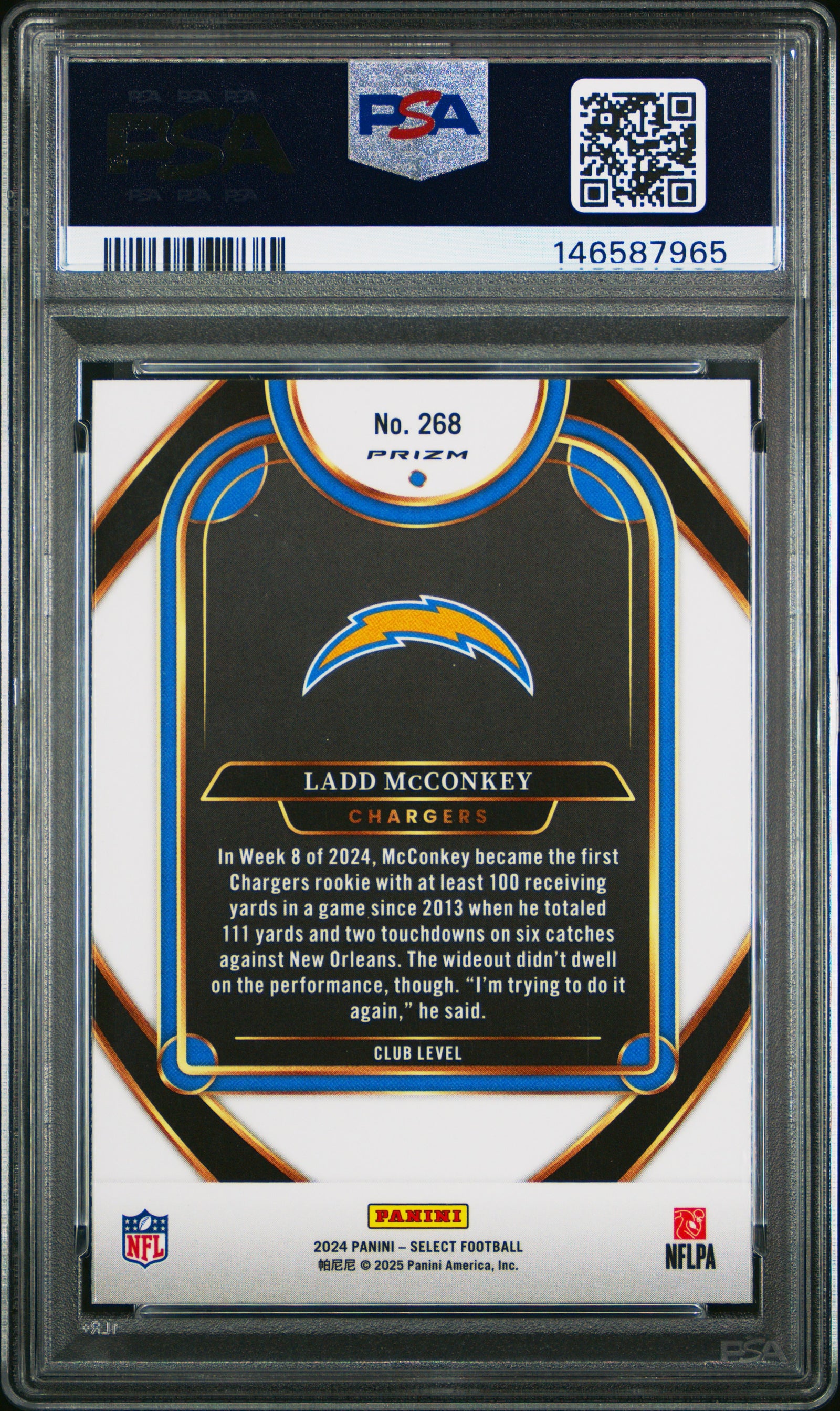 2024 Panini Select #268 Ladd Mcconkey Red & Blue Shock PSA 8