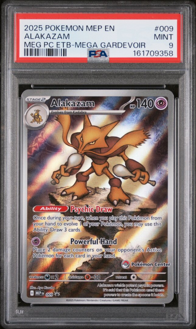 2025 Pokemon Alakazam Meg PC ETB Mega Gardevoir #009 PSA 9