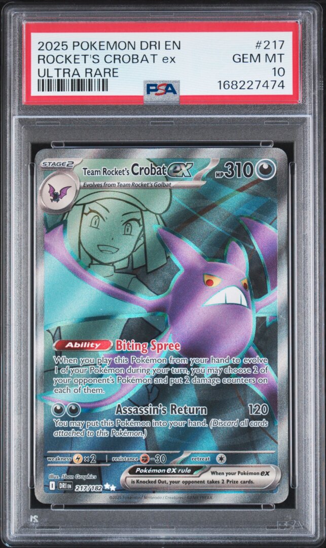 2025 Pokemon Dri En-Destined Rivals Rocket's Crobat Ex Ultra Rare PSA 10 #217