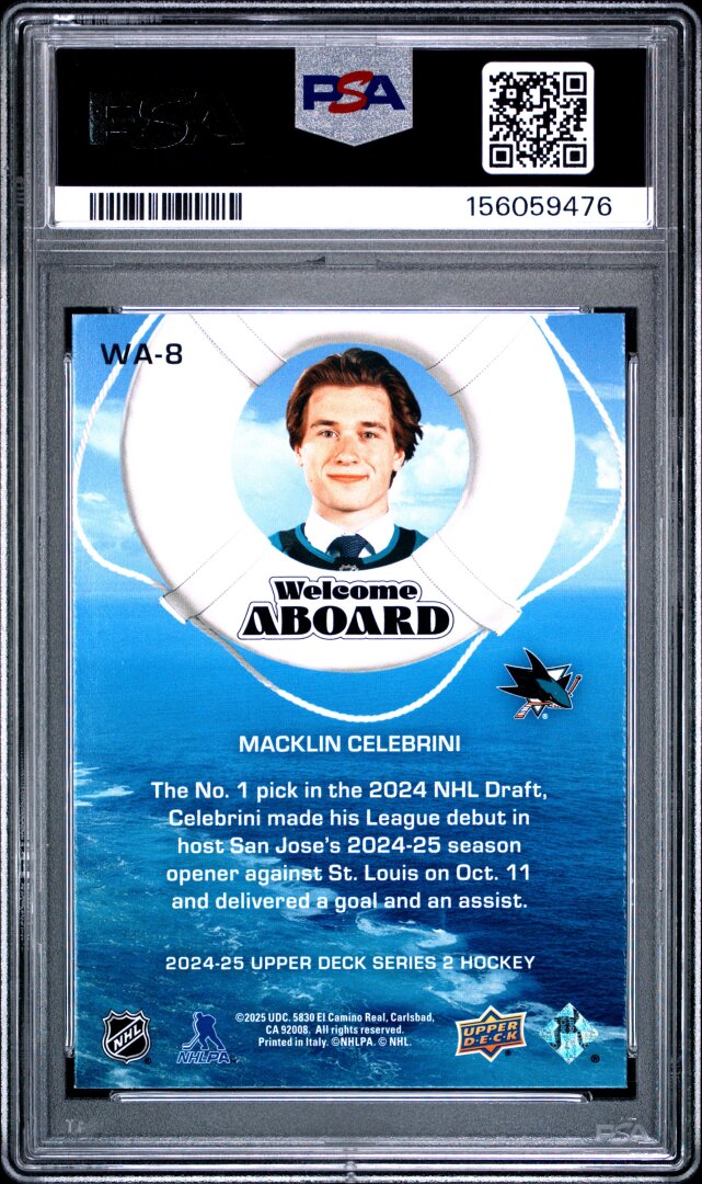 2024 Upper Deck Welcome Aboard Macklin Celebrini RC PSA 8 #WA8