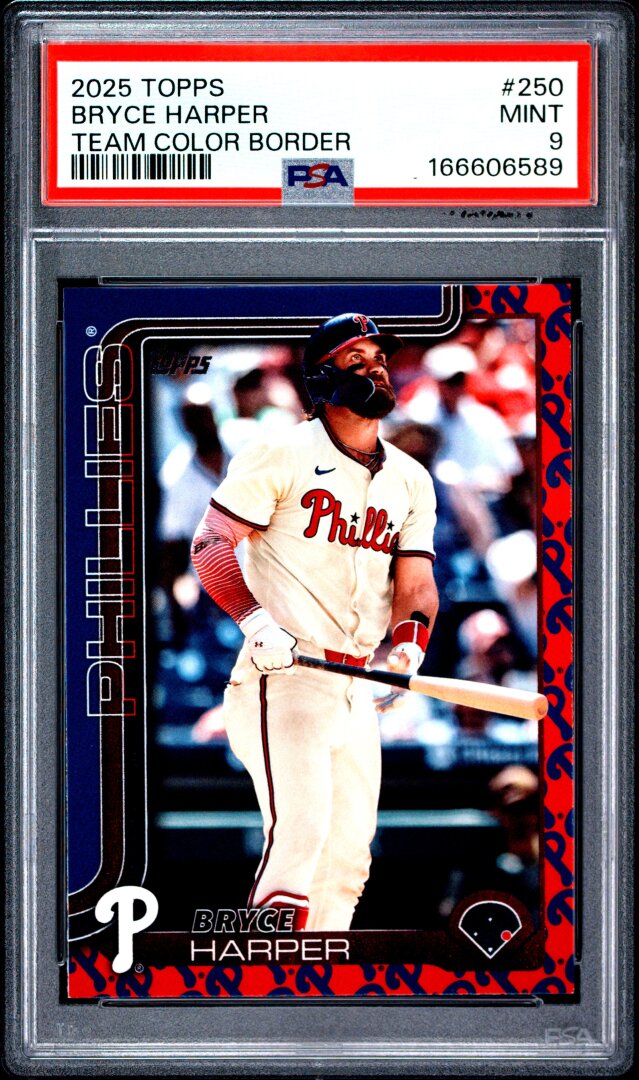 2025 Topps #250 Bryce Harper Team Color Border PSA 9