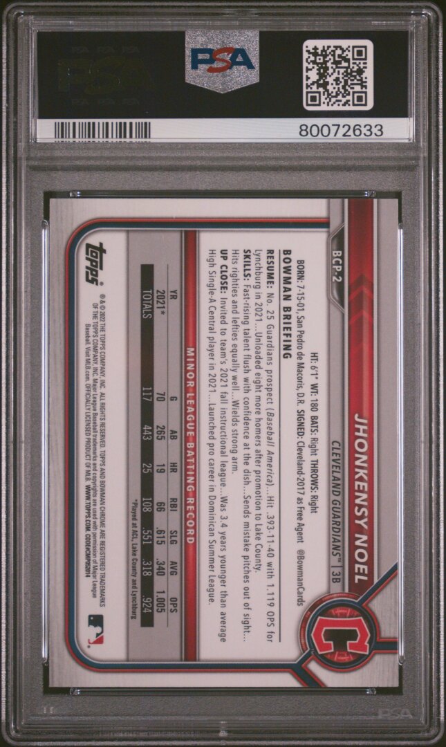 2022 Bowman Mega Box Chrome Jhonkensy Noel Chrome PSA 10 #2