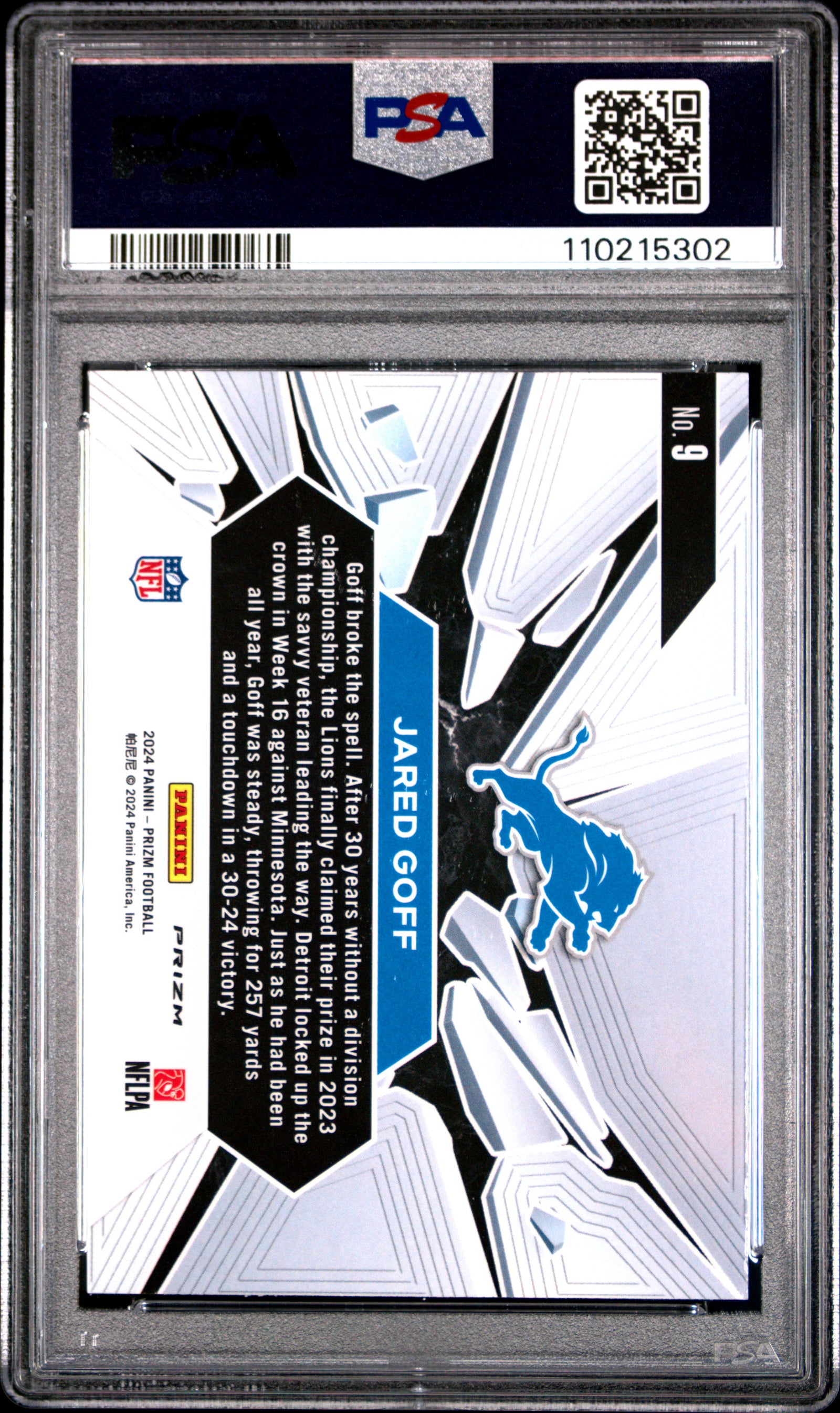 2024 Prizm Jared Goff Prizm Break Green Wave PSA 10