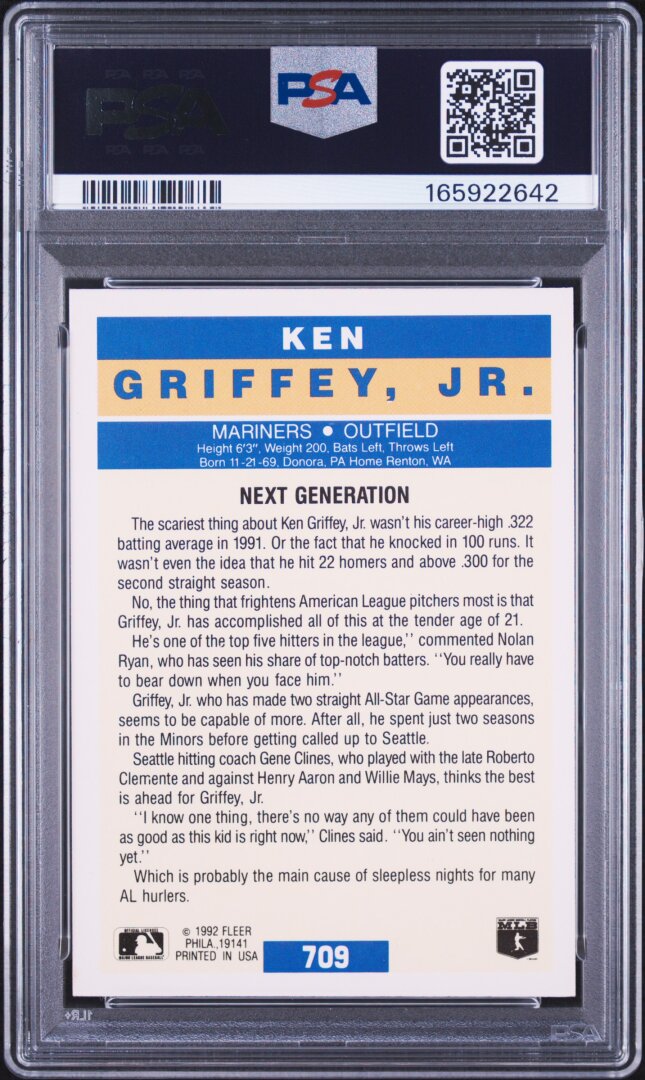 1992 Fleer #709 Ken Griffey Jr. PSA 8