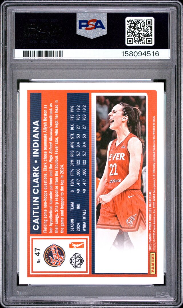 2025 Panini Donruss WNBA #47 Caitlin Clark PSA 10