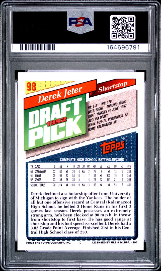 1993 Topps Derek Jeter RC PSA 9 #98