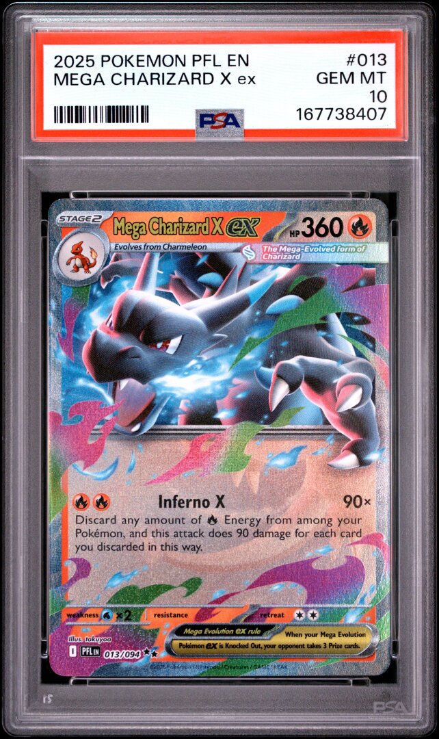 2025 Pokemon Pfl En-Phantasmal Flames Mega Charizard X Ex PSA 10 #013
