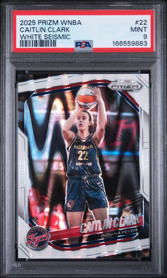2025 Panini Prizm WNBA #22 Caitlin Clark White Seismic PSA 9