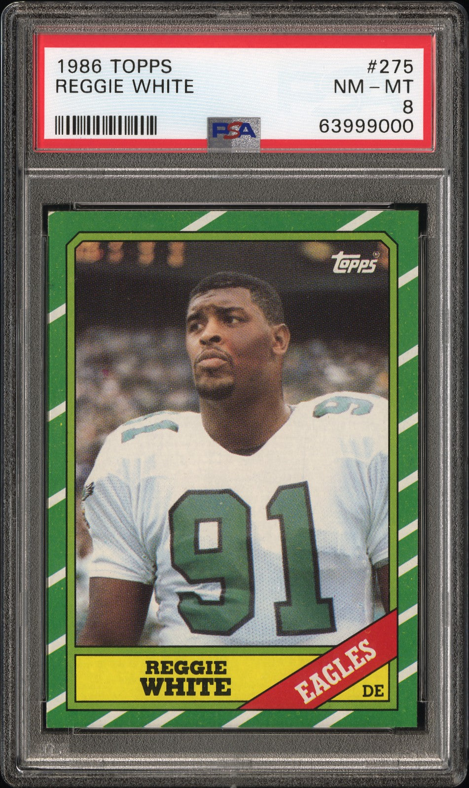 1986 TOPPS 275 REGGIE WHITE PSA 8 - front