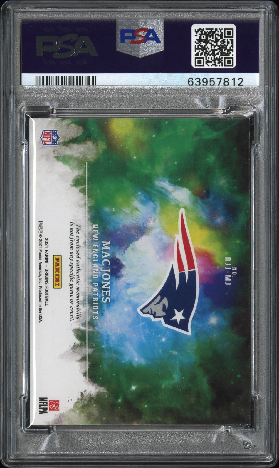 2021 Panini Origins Mac Jones /49 Rookie Jumbo Jerseys Orange PSA 8.5