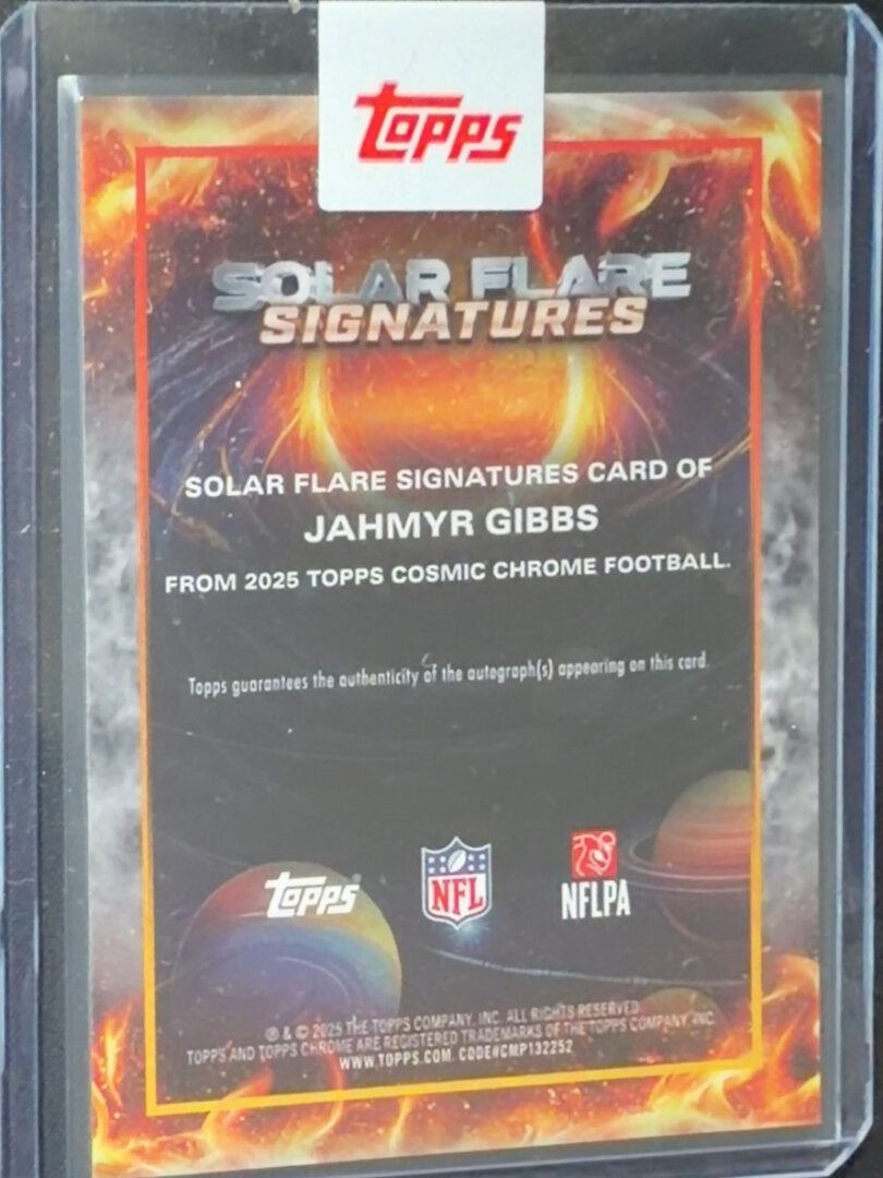 2025 Topps Cosmic Chrome Jahmyr Gibbs Red Solar Flare Signatures /5