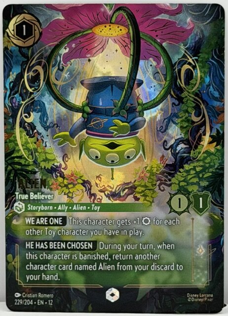 Disney Lorcana Alien True Believer Enchanted Foil 229/204 Wilds Unknown