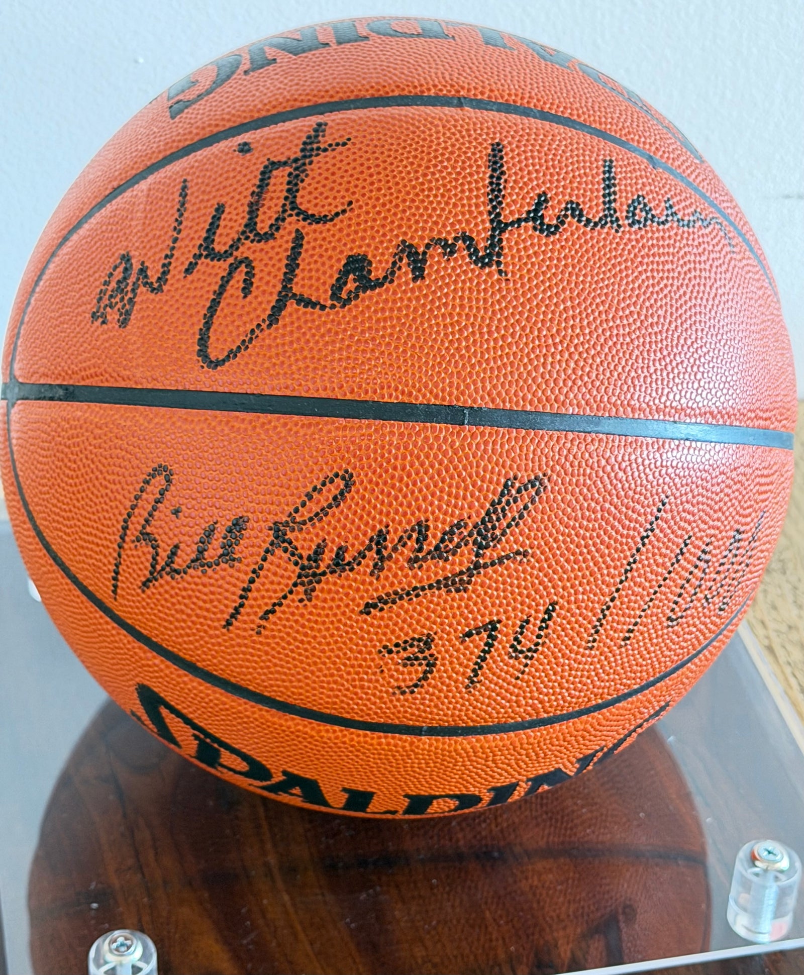 Wilt Chamberlain / Bill Russell Autographed Spalding 