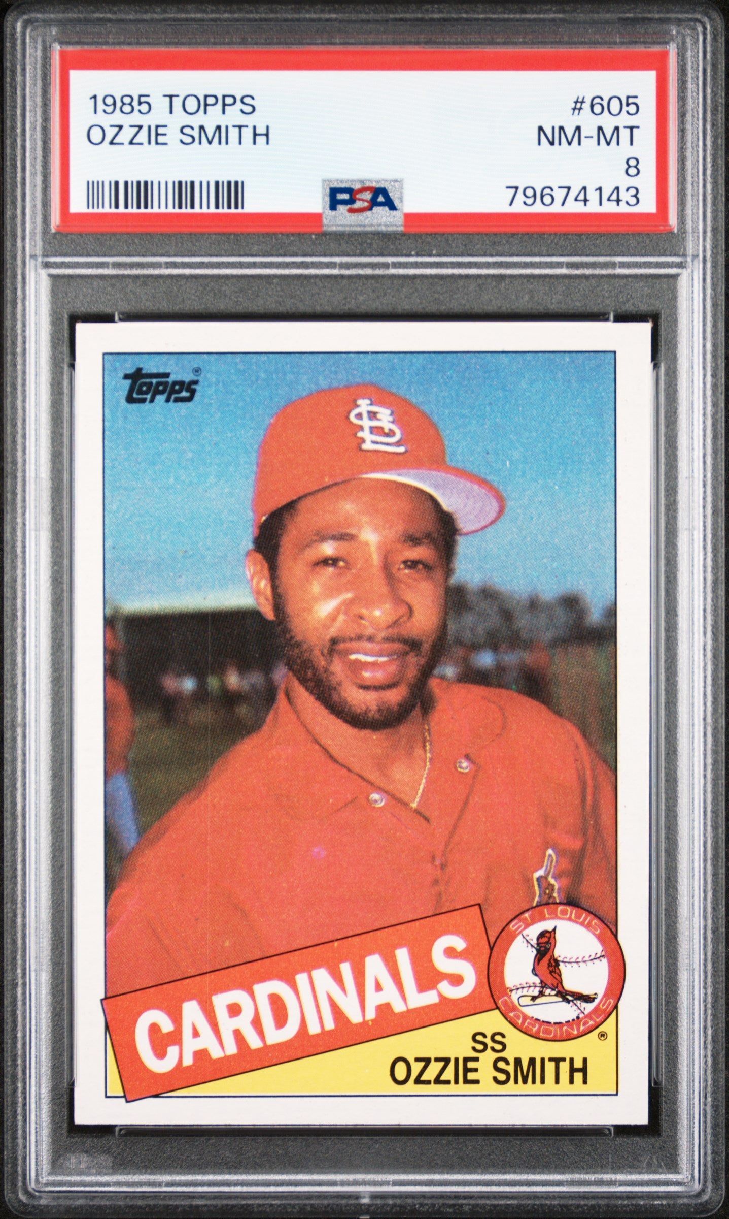 1985 TOPPS 605 OZZIE SMITH PSA 8 - front