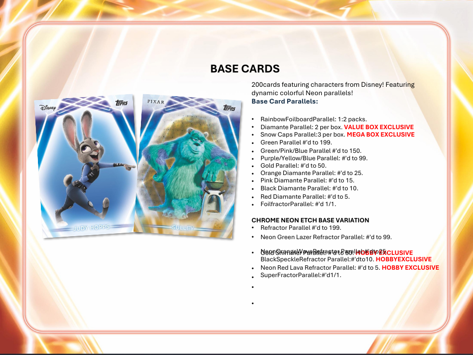 2026 Topps Disney Neon Hobby Box