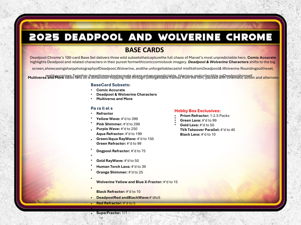 2025 Topps Chrome Deadpool Value Box