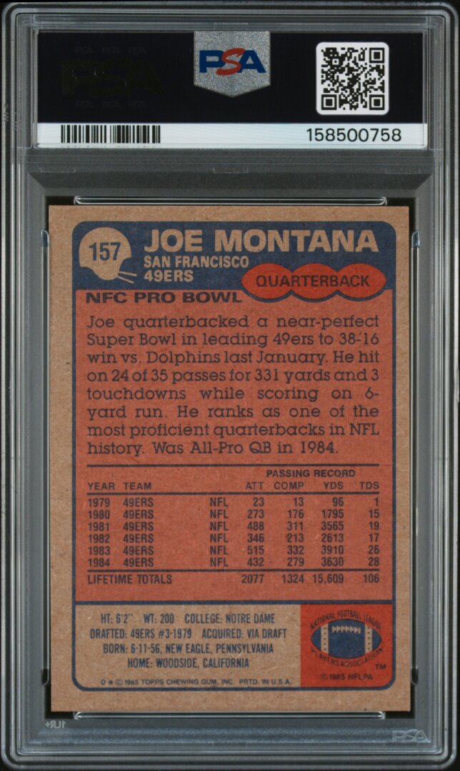 1985 Topps #157 Joe Montana PSA 7