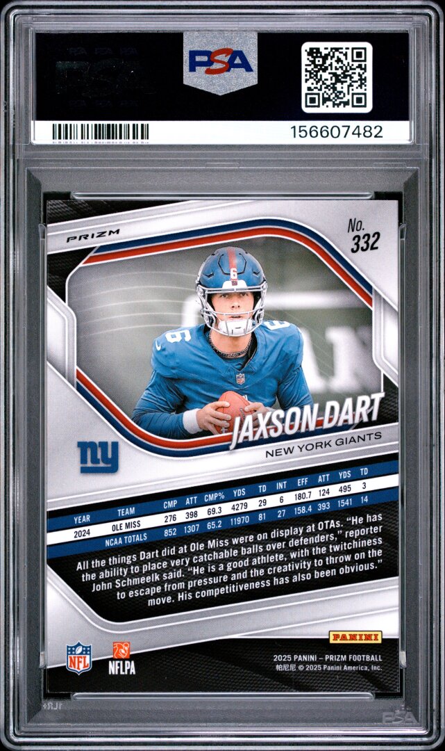 2025 Panini Prizm Jaxson Dart White Disco PSA 10 #332