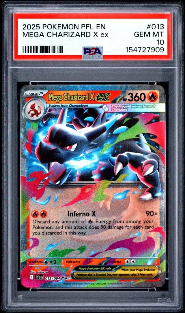 2025 Pokemon English Phantasmal Flames Mega Charizard X ex PSA 10 #013