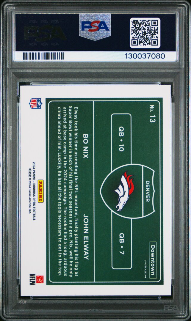 2024 Panini Donruss Optic Downtown Duos Bo Nix/john Elway PSA 10