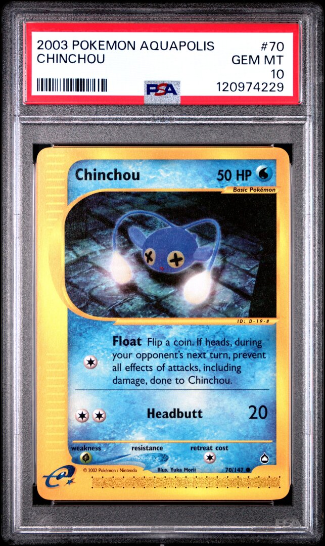 2003 Pokemon Aquapolis Chinchou PSA 10 #70