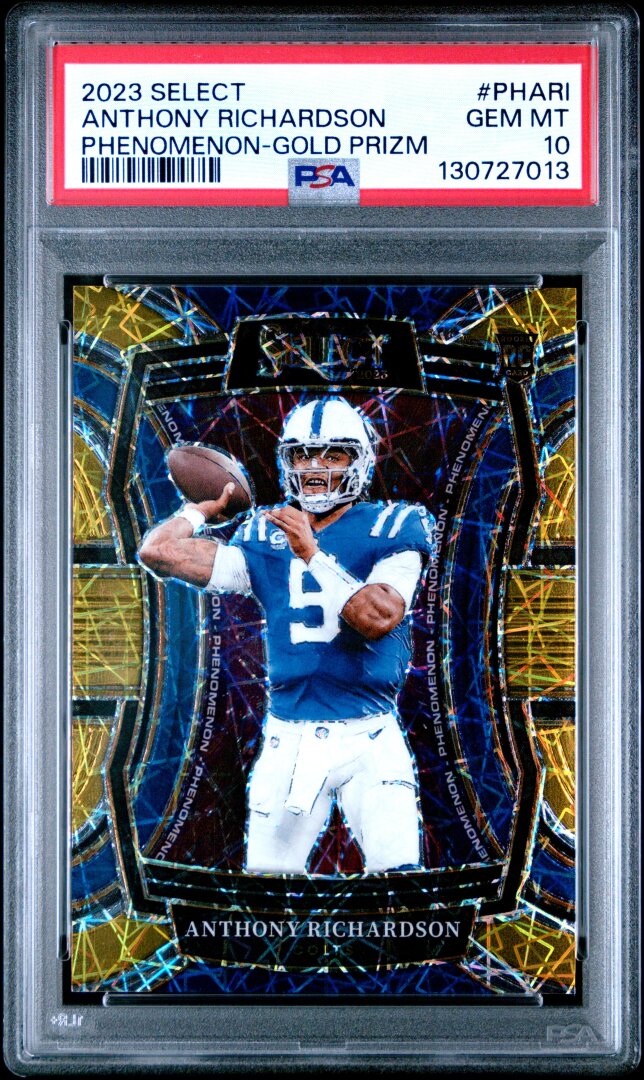 2023 Panini Select Anthony Richardson RC Phenomenon Gold /10 PSA 10