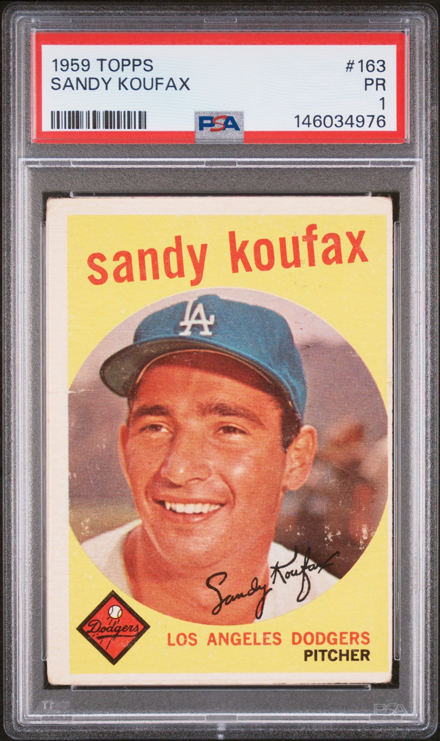 1959 TOPPS 163 SANDY KOUFAX PSA 1 - front