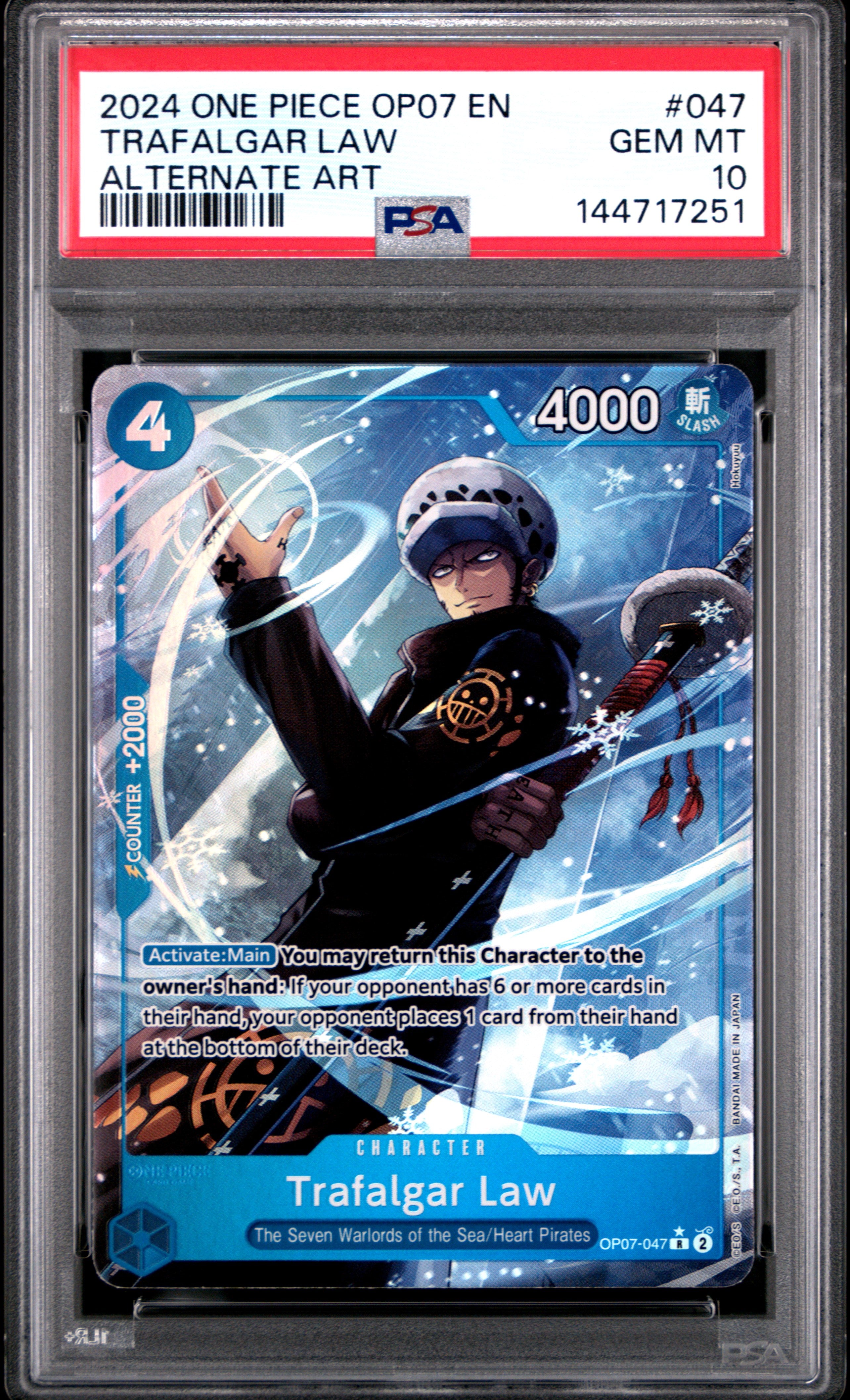 2024 One Piece Op07-500 Years In The Future 047 Trafalgar Law Alternate Art PSA 10