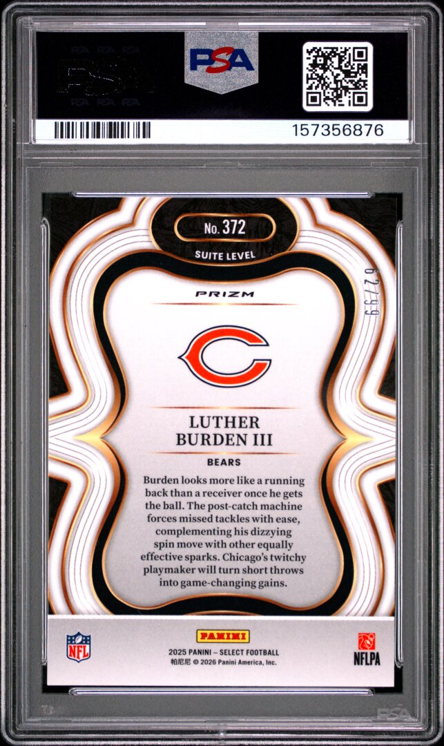 2025 Panini Select #372 Luther Burden RC Blue Prizm /99 PSA 10