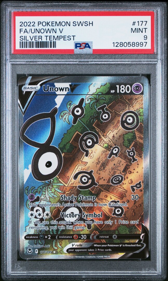 2022 Pokemon Silver Tempest FA/Unown V Silver Tempest #177 PSA 9