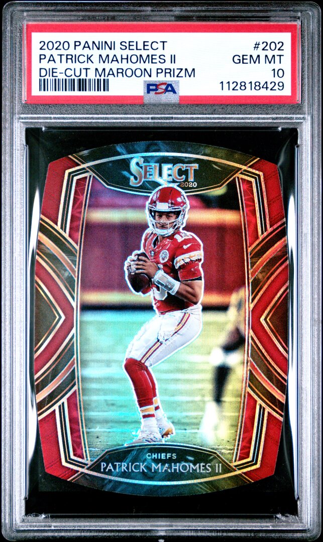 2020 Panini Select #202 Patrick Mahomes Die-Cut Maroon Prizm PSA 10