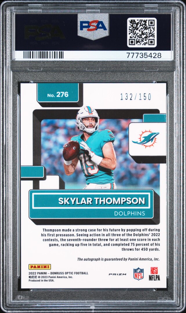 2022 Donruss Optic Skylar Thompson RC Auto PSA 9 #276