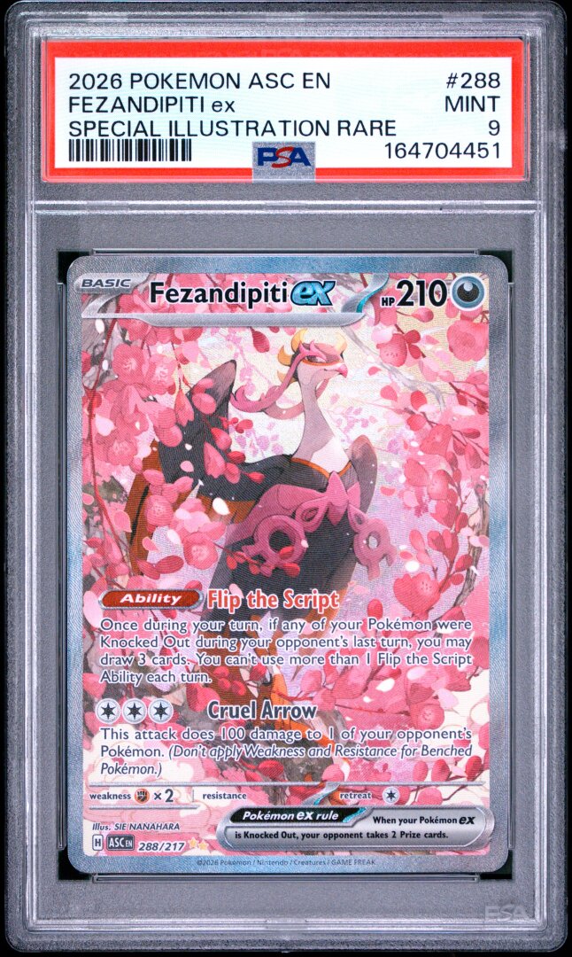 2026 Pokemon English Ascended Heroes Fezandipiti ex SIR PSA 9 #288