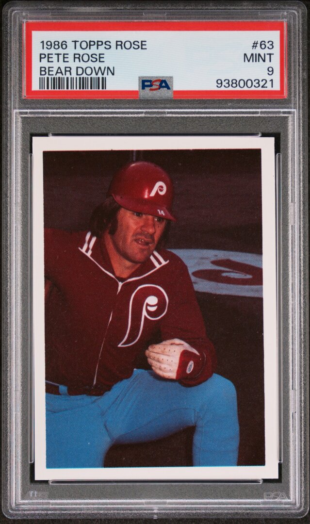 1986 Topps Pete Rose Set Pete Rose Bear Down #63 PSA 9