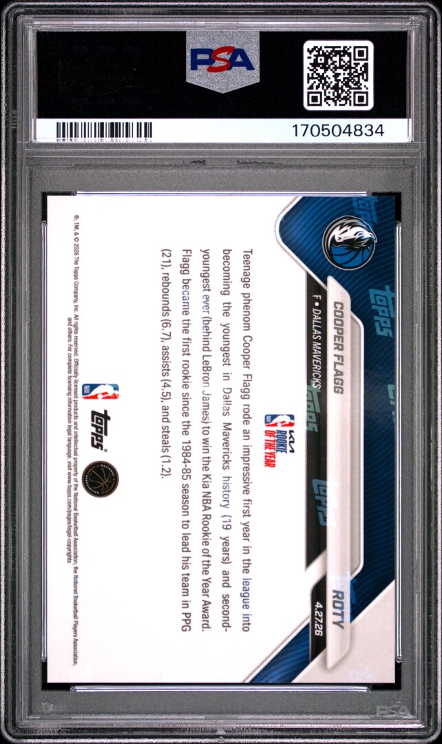 2025 Topps Now #ROTY Cooper Flagg RC PSA 10