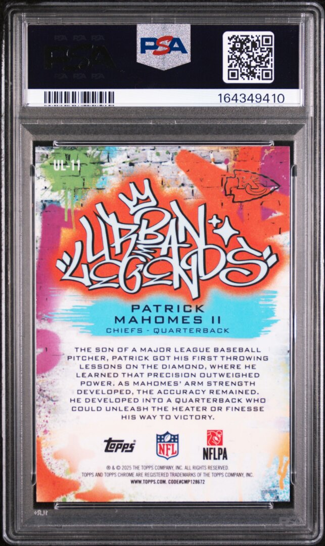 2025 Topps Chrome #11 Urban Legends Patrick Mahomes PSA 10