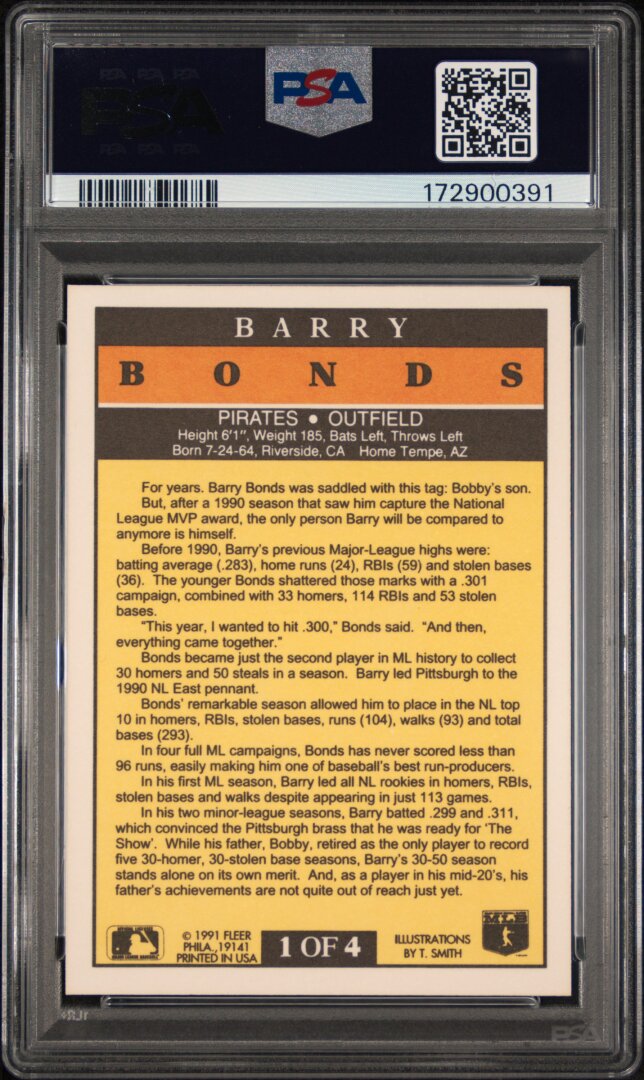 1991 Fleer Pro-Visions Barry Bonds Factory Set PSA 8