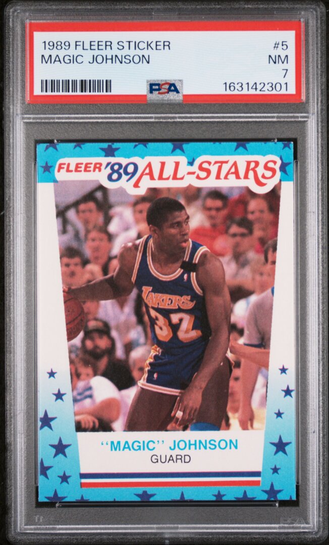 1989 Fleer Sticker Magic Johnson PSA 7 #5