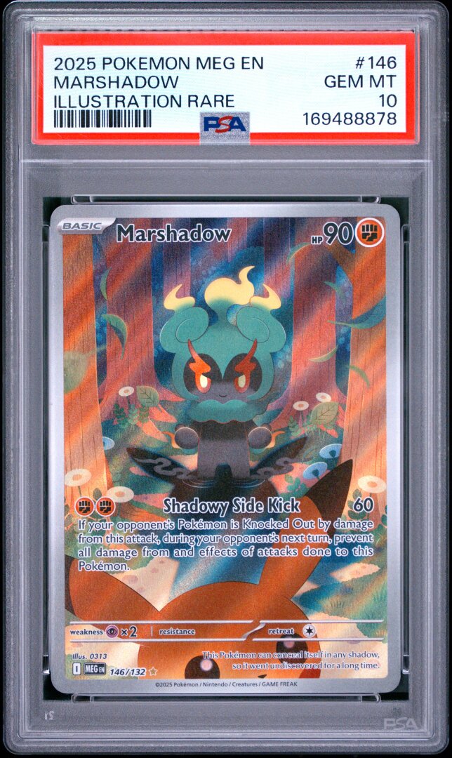 2025 Pokemon Meg En-Mega Evolution Marshadow Illustration Rare PSA 10 #146