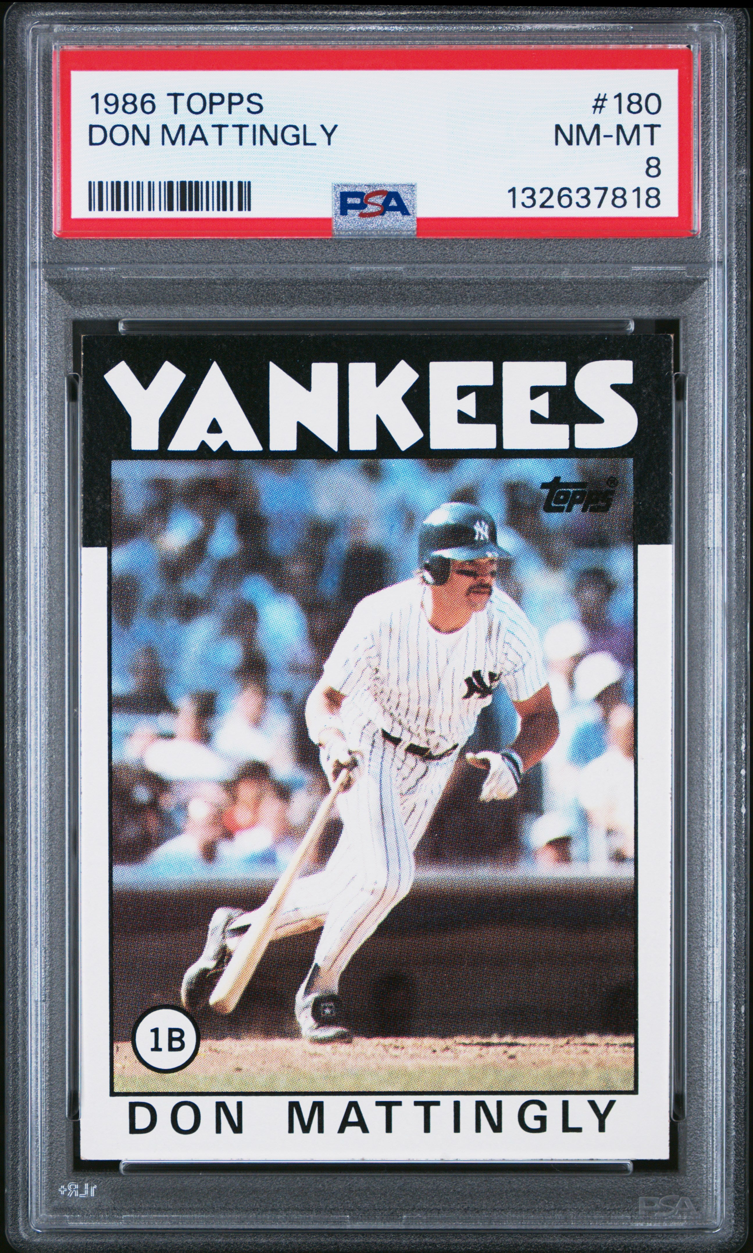 1986 TOPPS 180 DON MATTINGLY PSA 8 - front