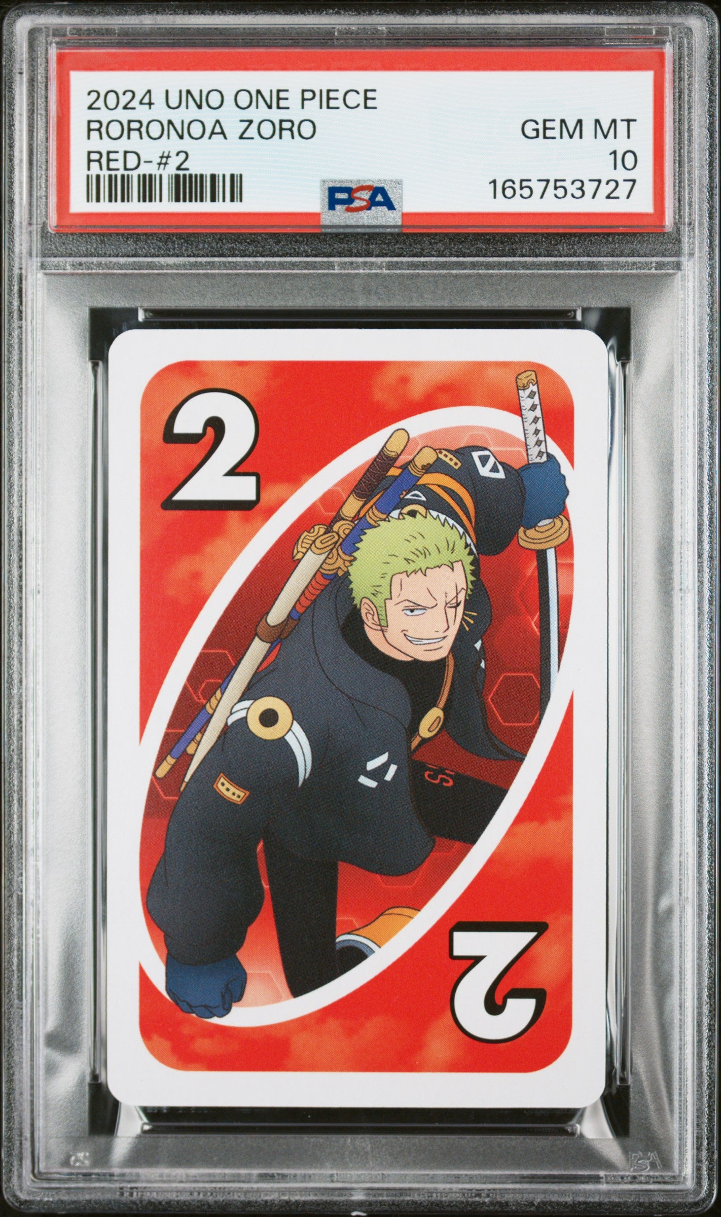 2024 UNO ONE PIECE RORONOA ZORO RED-#2 PSA 10 - front