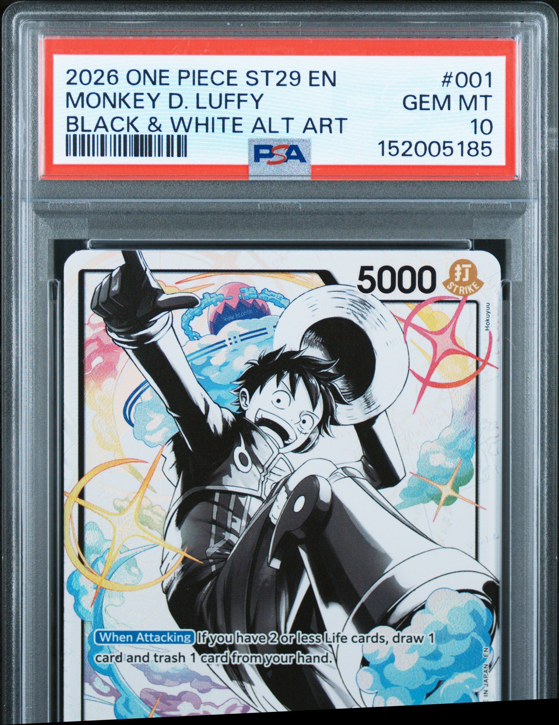 2026 One Piece Starter Deck St29-Egghead 001 Monkey D. Luffy Black & White Alternate Art PSA 10