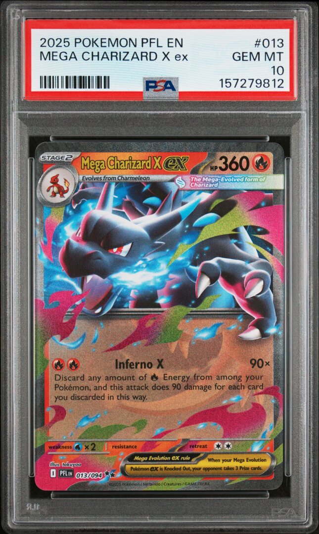 2025 Pokemon English Phantasmal Flames Mega Charizard X ex PSA 10 #013