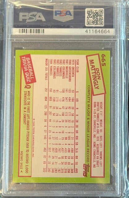 1985 Topps Tiffany #665 Don Mattingly RC PSA 10