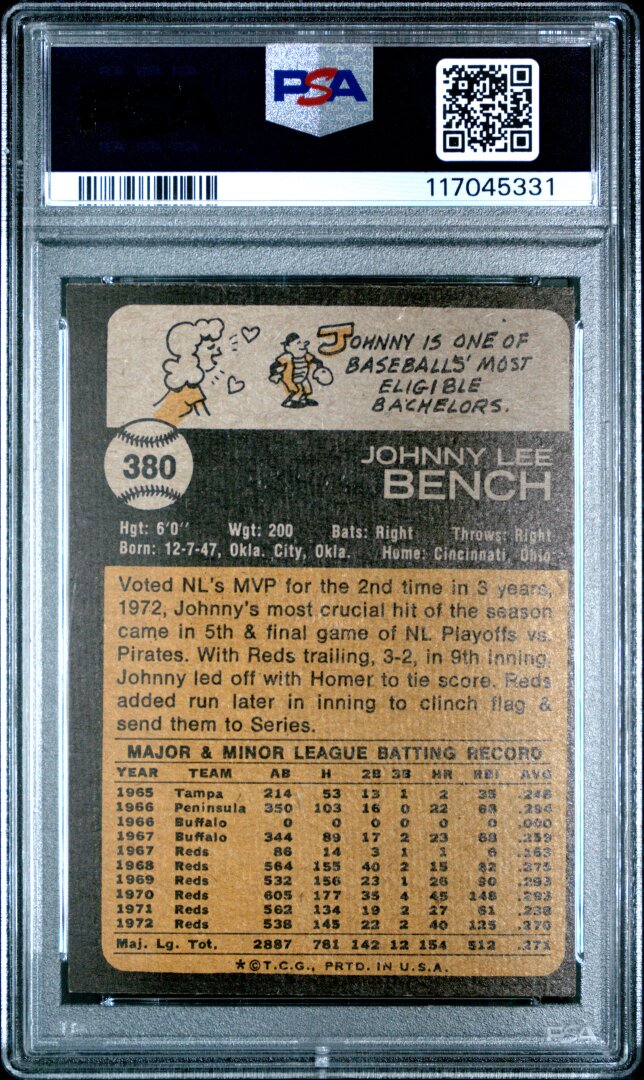 1973 Topps Johnny Bench PSA 7 #380