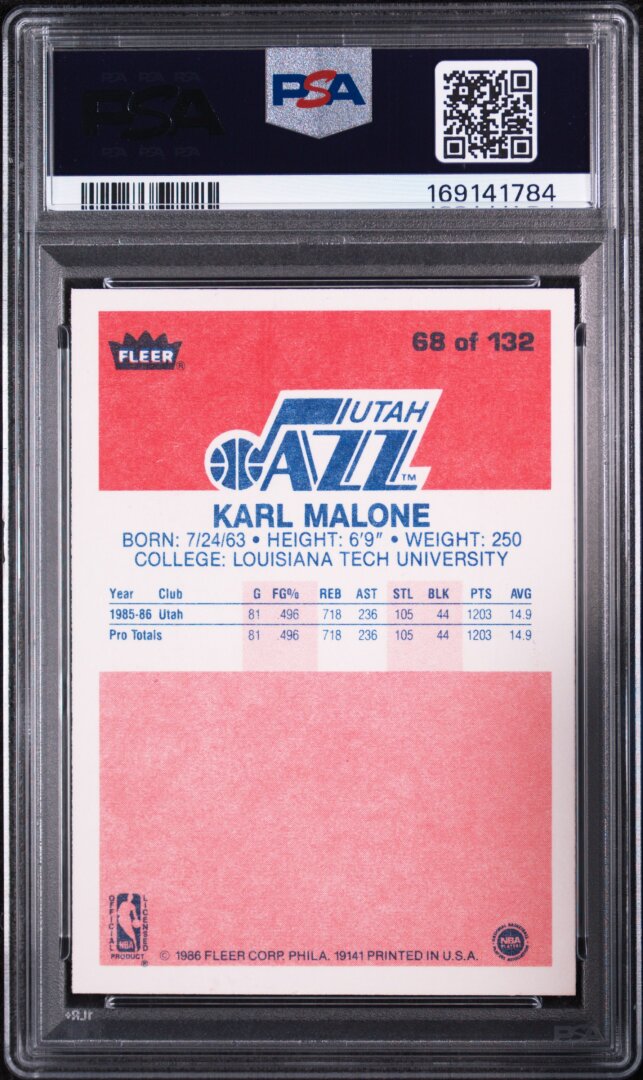 1986 Fleer Karl Malone RC PSA 8 #68